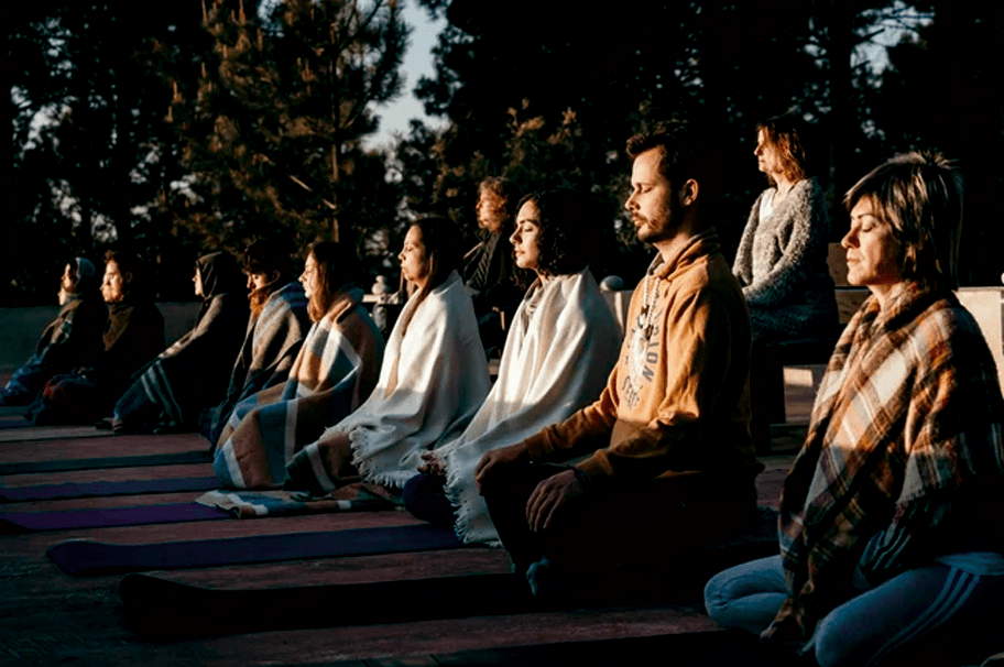 Tantra-inspired meditation session at a weekend yoga retreat in La Vera, Spain