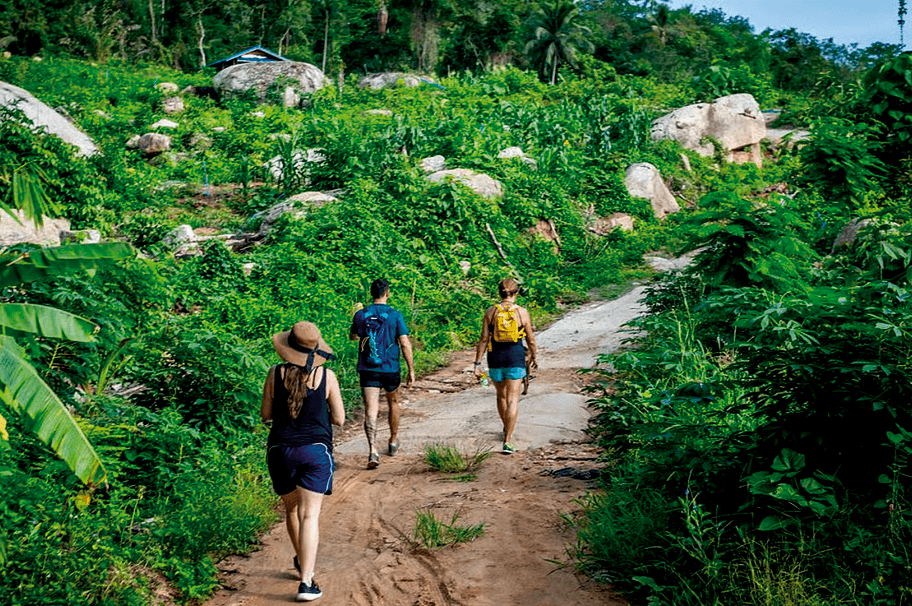 Daily yoga class supporting weight loss at a holistic fitness retreat in Thailand