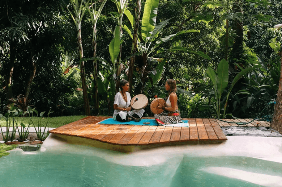 Yoga and meditation sessions during a 6-day ayahuasca retreat in Porto Seguro, Brazil