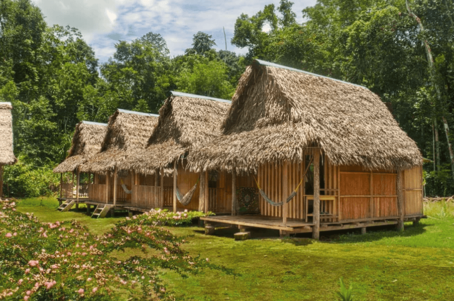 Rustic jungle tambo accommodation at an Amazon retreat near Iquitos