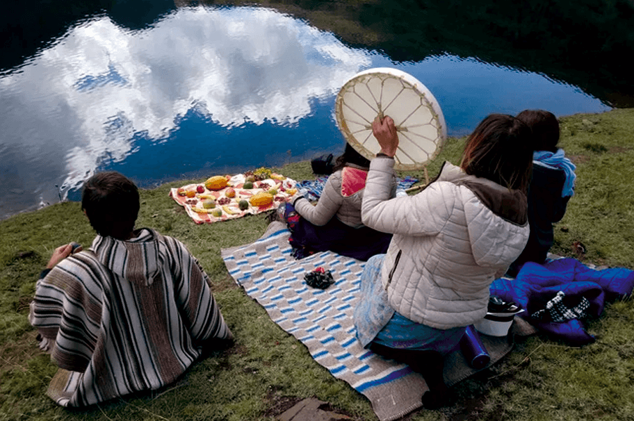 Ayahuasca ceremony setting at a Sacred Valley shamanic retreat