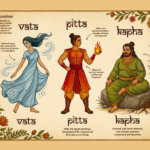 Three body types representing Ayurvedic doshas Vata Pitta and Kapha