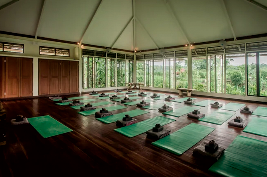 Zazen meditation space at a silent Zen meditation retreat in Bali Indonesia